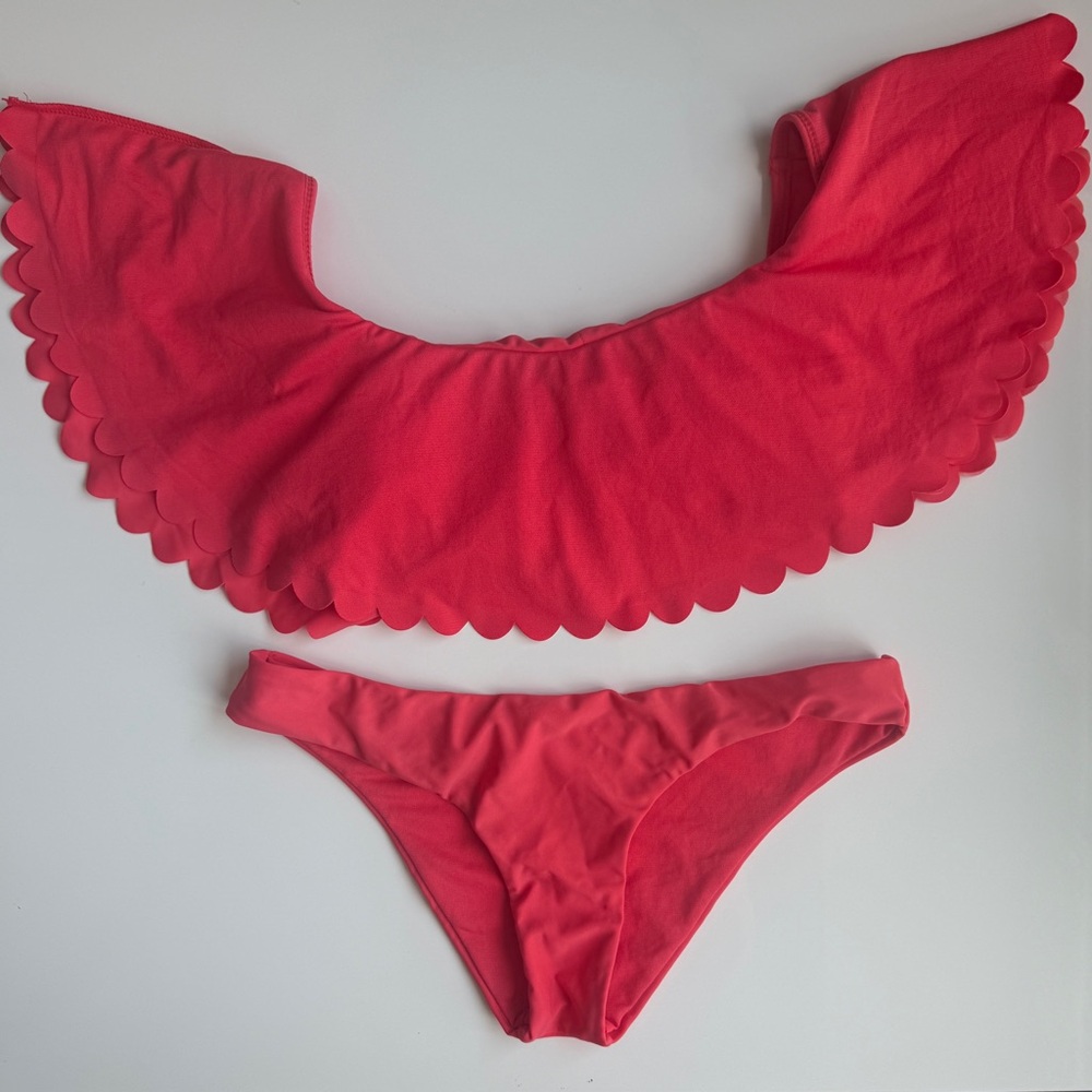 South Beach ASOS Red Scalloped Bikini Set